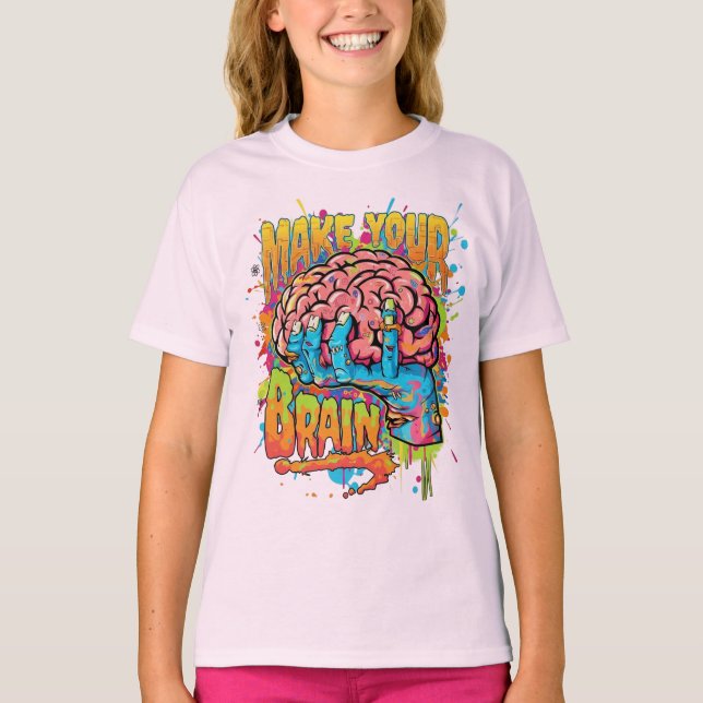 tee inspiradora do estilo de t-shirt do cérebro (Frente)
