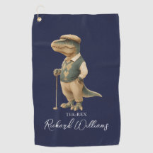 Tee-Rex Golfista Dinossauro Assinatura Nome Azul M