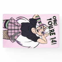 Teen Girl Pink Cartoon Punk 14 Aniversário