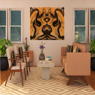 Tela Abstrato Marrom Desértico em Impressão de Lona Enr