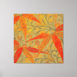 Tela Arte em Bambu Terroso Impressão Vintage Laranja 
