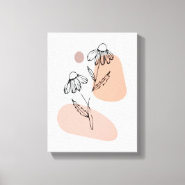 Tela Arte em Linha Floral Pastel – Impressão Moderna em