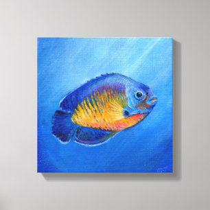 Tela Beleza em Azul pintada à mão em impressão artístic