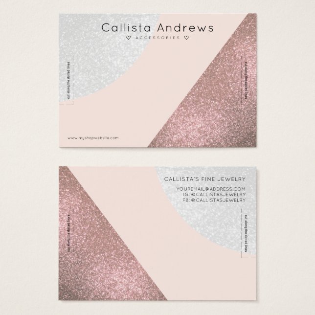 Tela da pulseira Dourada Glitter Geo Heart com ros (Frente & Verso)