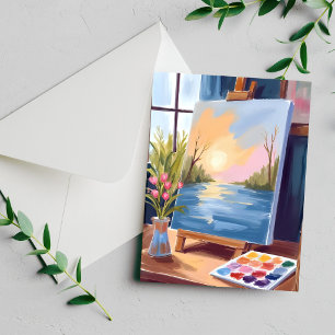 Tela de Artista   Cartão de Pintura em Aquarela Pa