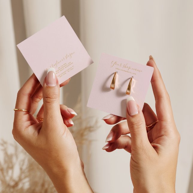 Tela de brinco de ouro rosa-claro com rosca modern (Modern blush pink gold stud earring display square)