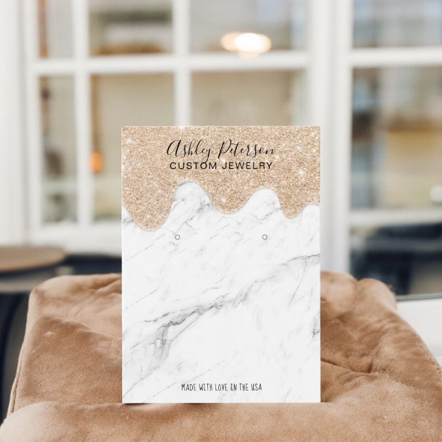 Tela de ouro mármore pingava joias com brincos (Marble gold glitter drips jewelry earrings display)