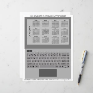 Tela do calendário do teclado do Laptop Silver 202