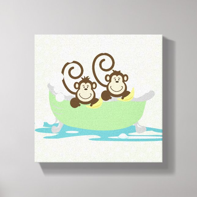 Tela Dois macacos Bobos em uma Impressão de arte de Can (Frente)
