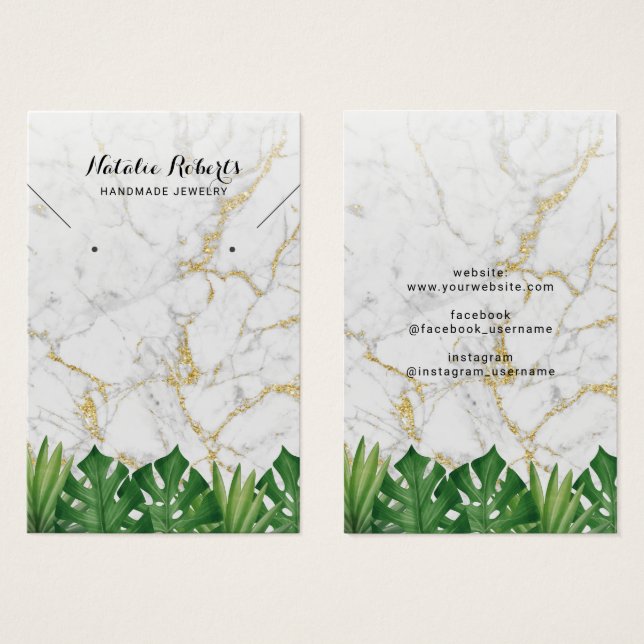 Tela Dourada Tropical Marble Jewelry Earring (Frente & Verso)