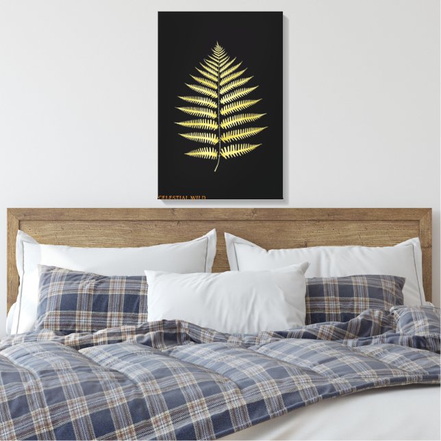 Tela Folha de Samambaia Dourada Elegante Decoração (Insitu(Quarto))