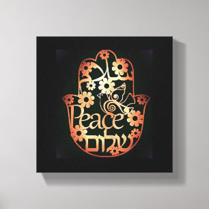 Tela Hamsa da Paz em Impressão de Lona Esticada Pequena