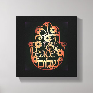 Tela Hamsa da Paz em Impressão de Lona Esticada Pequena