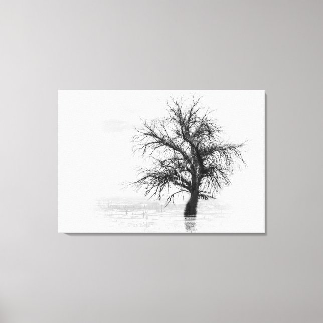 Tela Impressão com árvore solteiro em branco preto (Frente)