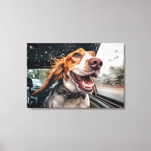 Tela Impressão de Arte de Cachorro Animado em Carro Chu