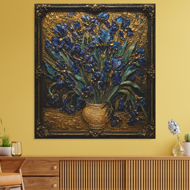 Tela Impressão de Arte em Relevo de Íris de Van Gogh |  (Insitu(Sala de estar))