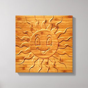 Tela Impressão De Face Solar Sorrindo Esculpida Em Mad