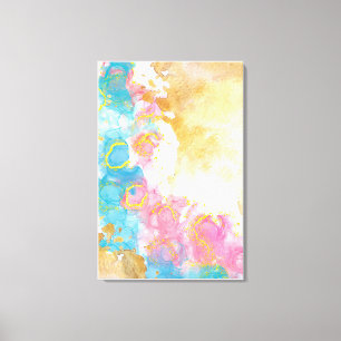 Tela Impressão de mármore em matizes Douradas azuis