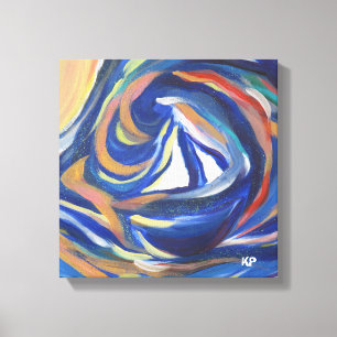 Tela Impressão de pintura em acrílico do mar com vár