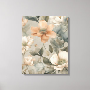 Tela Impressão Floral de Cottage em Verde Sage Suave e 