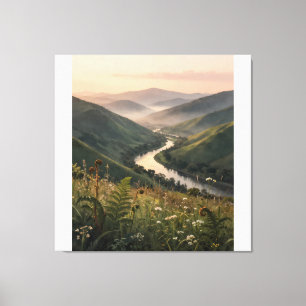 Tela Paisagem de Rio de Montanha Impressão de Arte em P