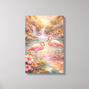 Tela Paraíso Tropical de Flamingo de Luxo Impressão em