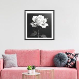 Tela Rosa Preta e Branca Arte de Parede Impressão em Te