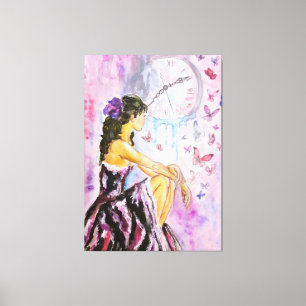 Tela Tempo Perdido - Impressão em Cores Aquáticas