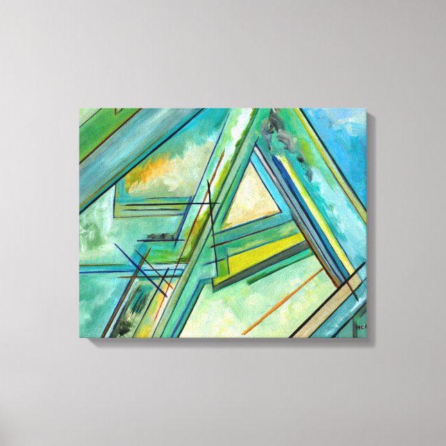 Telas de Abstrato de Arte Moderna Aqua Impressões  (Frente)