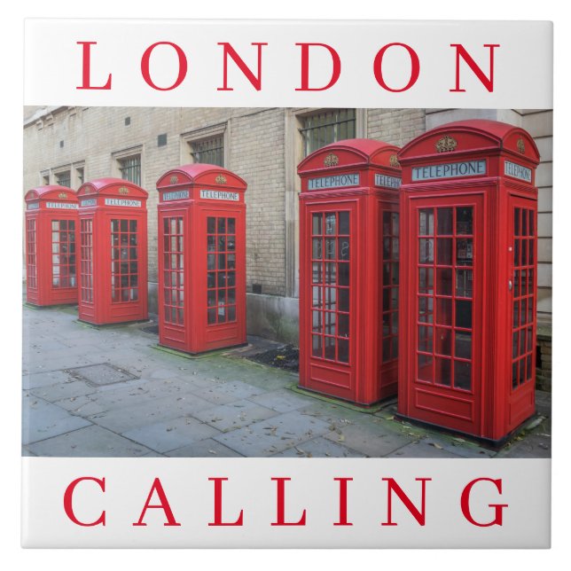 Telefones de Londres - azulejo de cerâmica (Frente)