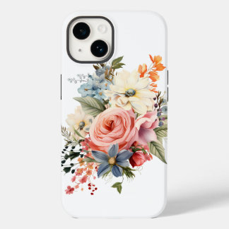  Téléphone pochet blanc avec un bouquet de roses