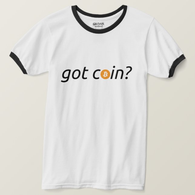 “tem moeda?” Bitcoin BTC | Camisa Ringer (Frente do Design)
