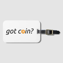 “tem moeda?” Bitcoin BTC | Etiqueta de Bagagem