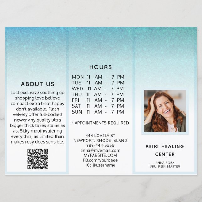 TEM* Photo QR Trifold Brochure Abstract Menu Price (Frente)