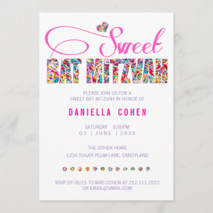 Tema Candy BAT MITZVAH Convite Aniversário