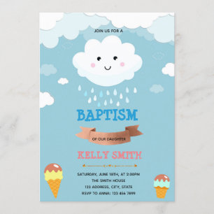 Tema "Cloud and icecream baptism" Convite