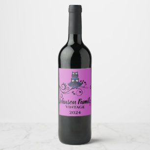 Tema Coruja Roxo Rótulos de Garrafas de Vinho Per