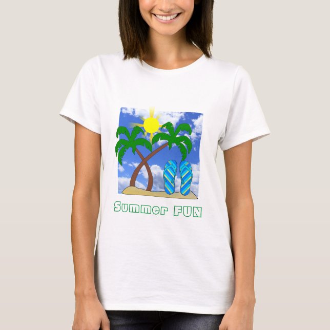 Tema da praia do verão, T-Shirt (Frente)