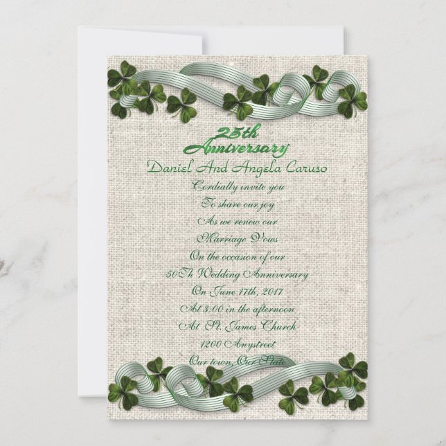 Tema de 25 do Aniversário do Convite para a Irland (Frente)