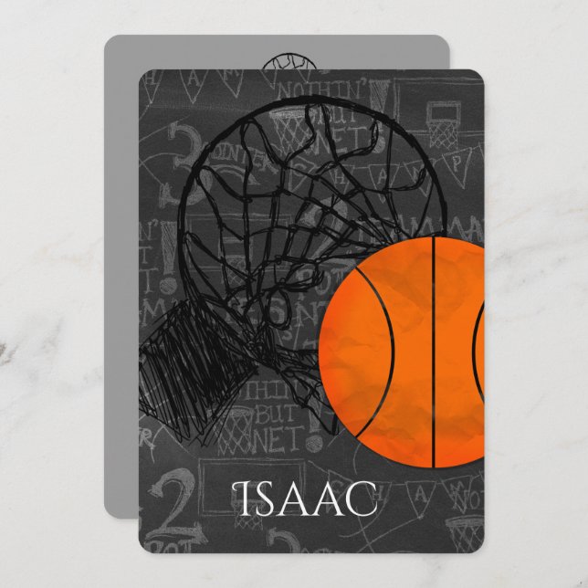 Tema de Basquete de Convite à Apresentação de Bare (Frente/Verso)