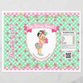 Tema de Bebê Morango Rosa e Xadrez de Hortelã Saco