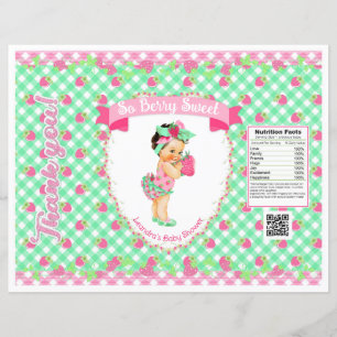 Tema de Bebê Morango Rosa e Xadrez de Hortelã Saco