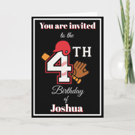 Tema de beisebol Feliz 4º Convite de Aniversário d