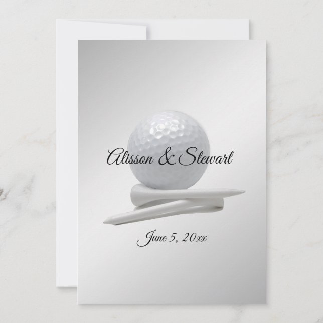 Tema de Casamento de Golf Convites de Prata (Verso)