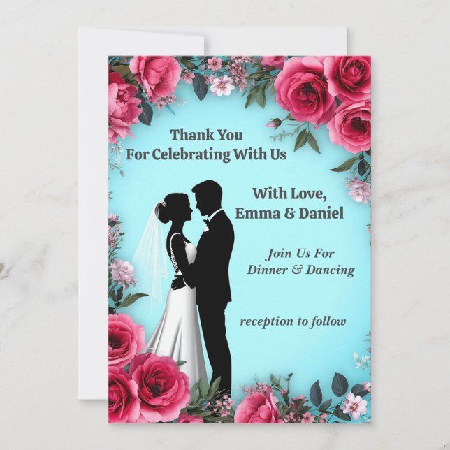 💐 Tema de Casamento de Rosa Turquesa Romântico 💐 (Frente)