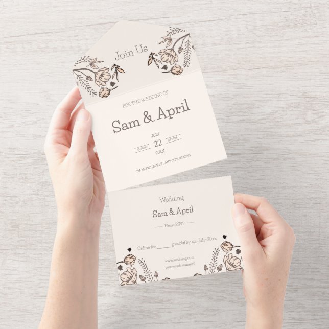 Tema de Casamento Floral Brown (Aba destacável)