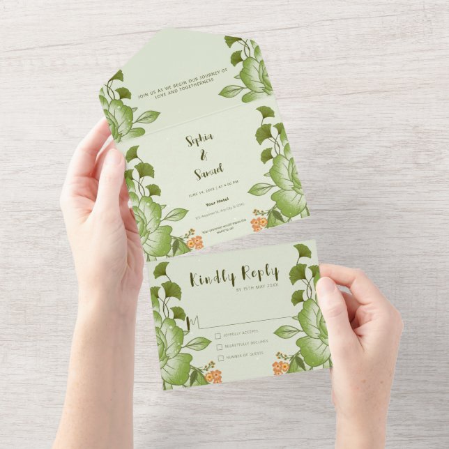 Tema de Casamento Floral Rosa Verde (Tearaway)