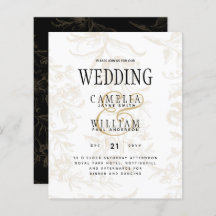 Tema de Casamento Preto Vintage Dourado Damask