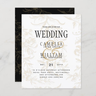 Tema de Casamento Preto Vintage Dourado Damask
