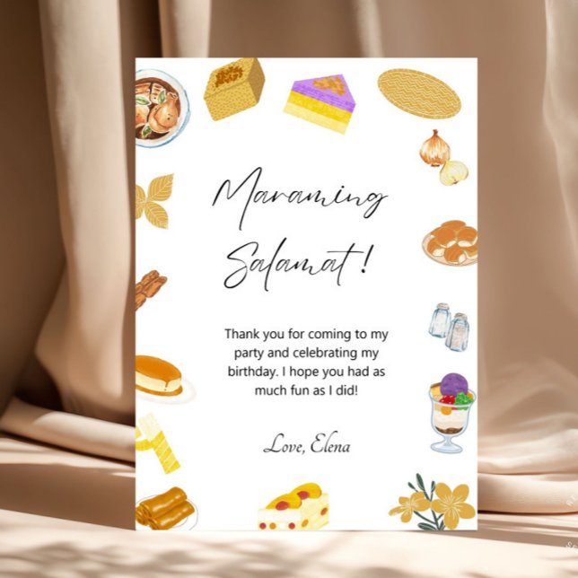 Tema de Comida das Filipinas Cartões de agradecime (Filipino Thank You Card Editable and Printable Philippines Themed After Party Thank You Card, Marami)